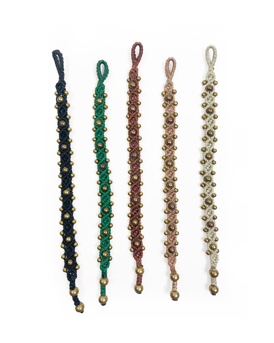 Brass Beaded Macrame Bracelet