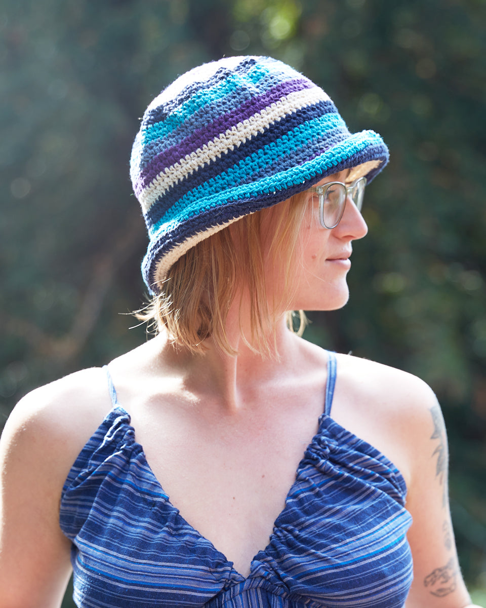 Striped Crochet Bucket Hat