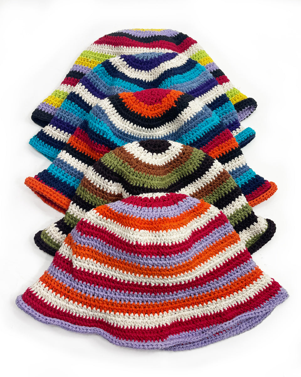 Striped Crochet Bucket Hat