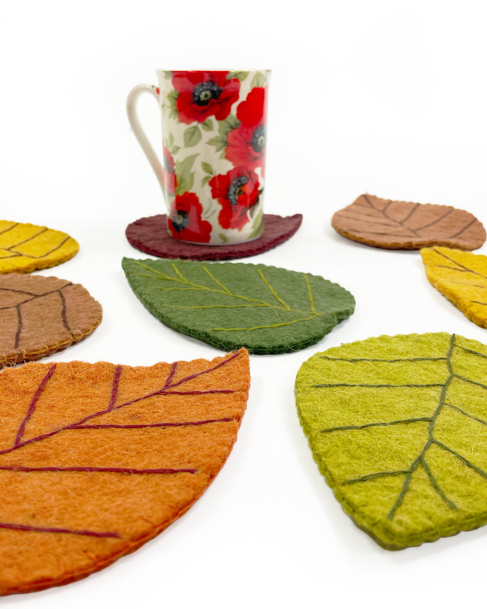 Felted Leaf Coasters