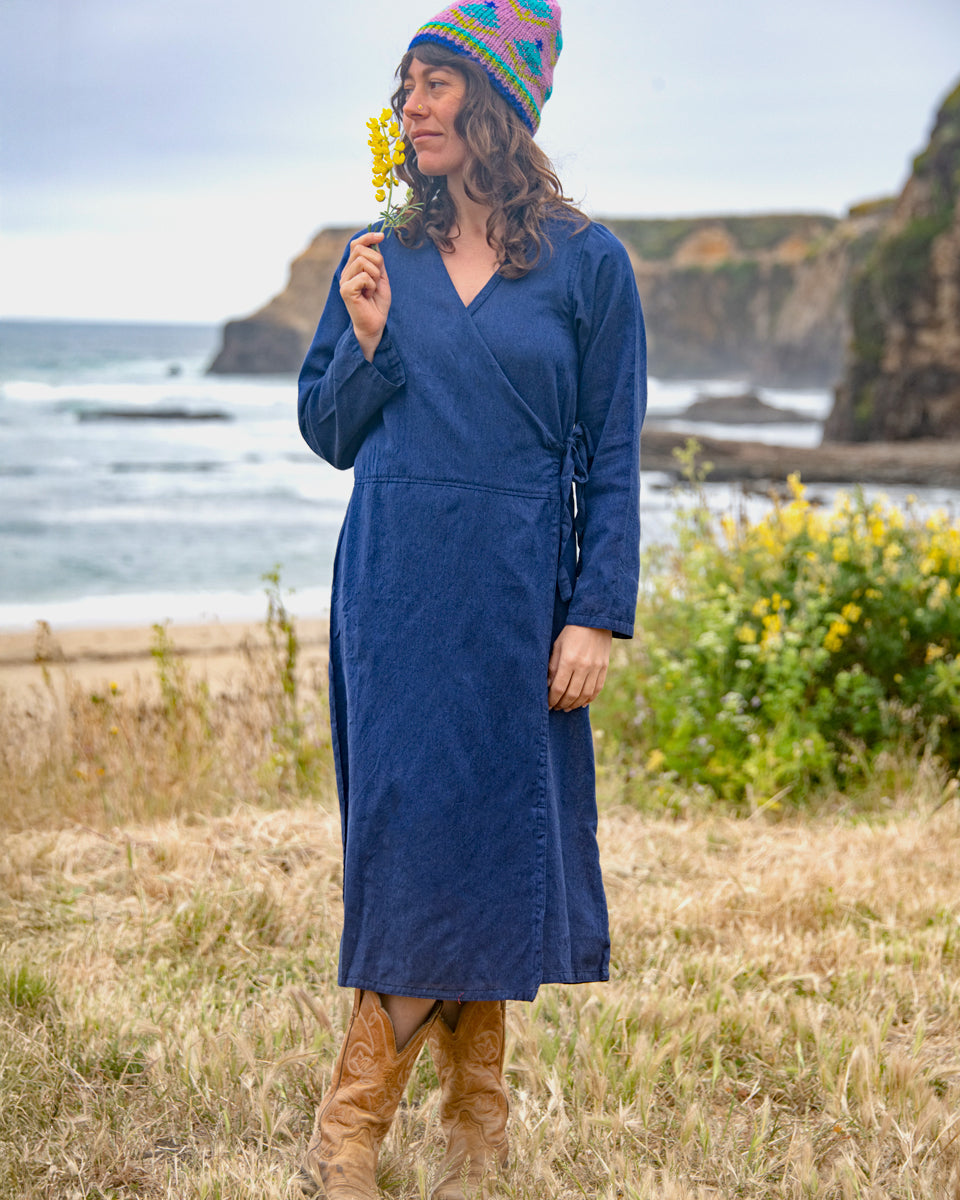 Long Sleeve Kurta Wrap Dress