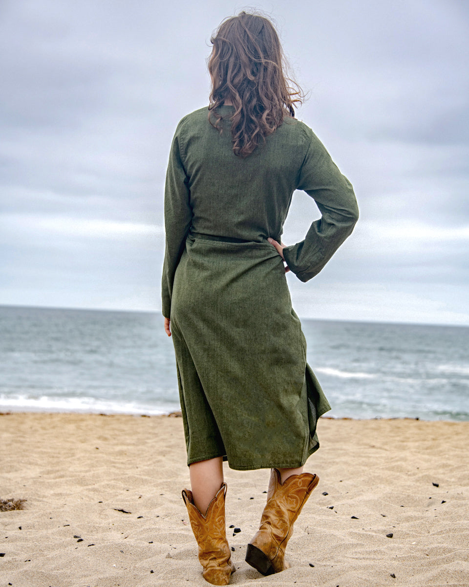 Long Sleeve Kurta Wrap Dress