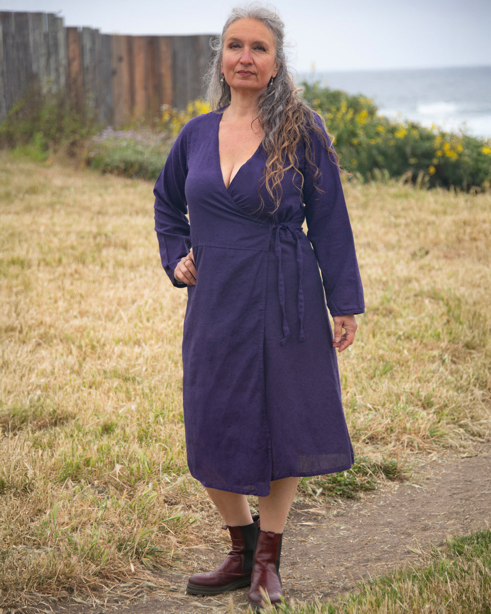Long Sleeve Kurta Wrap Dress