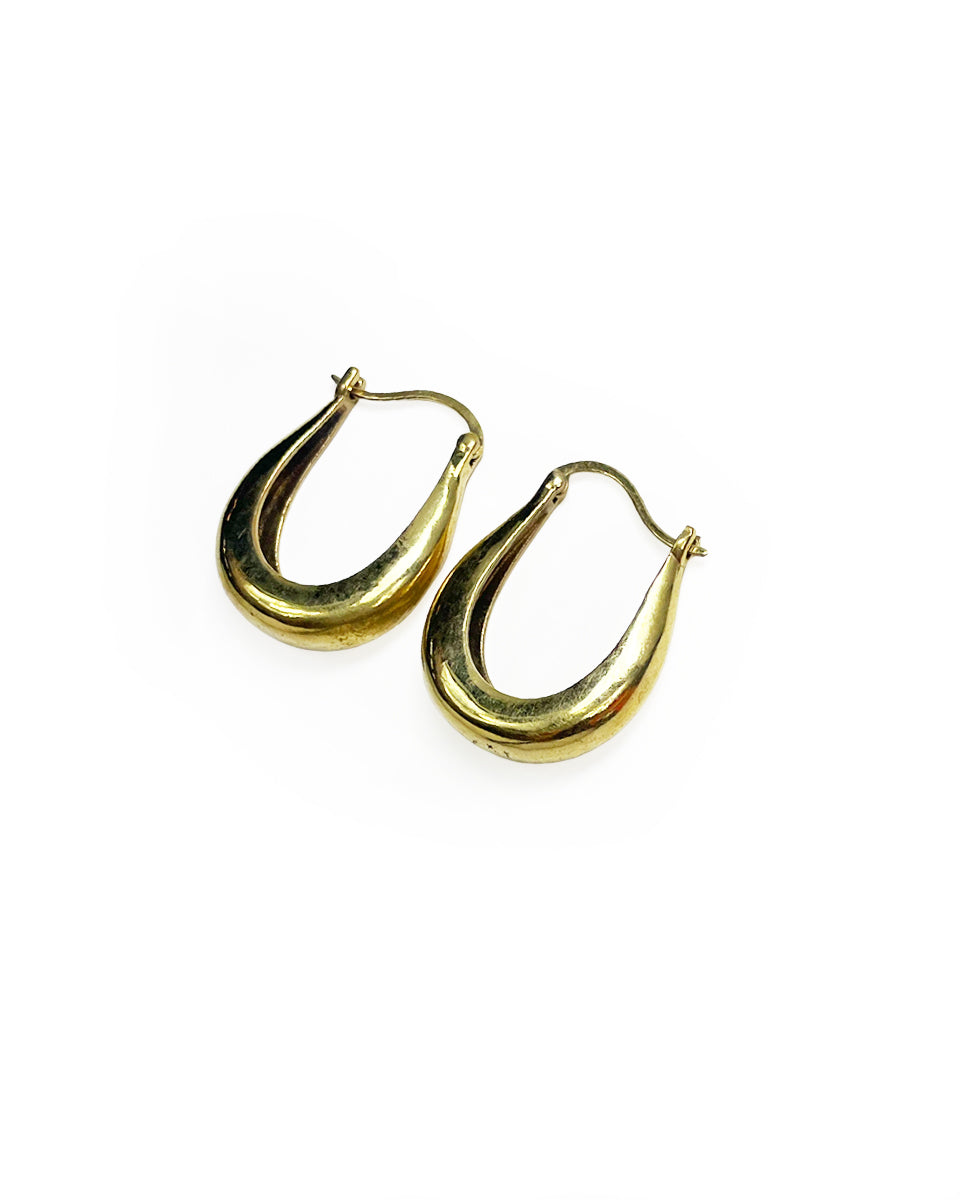 Long Carved Brass Hoop