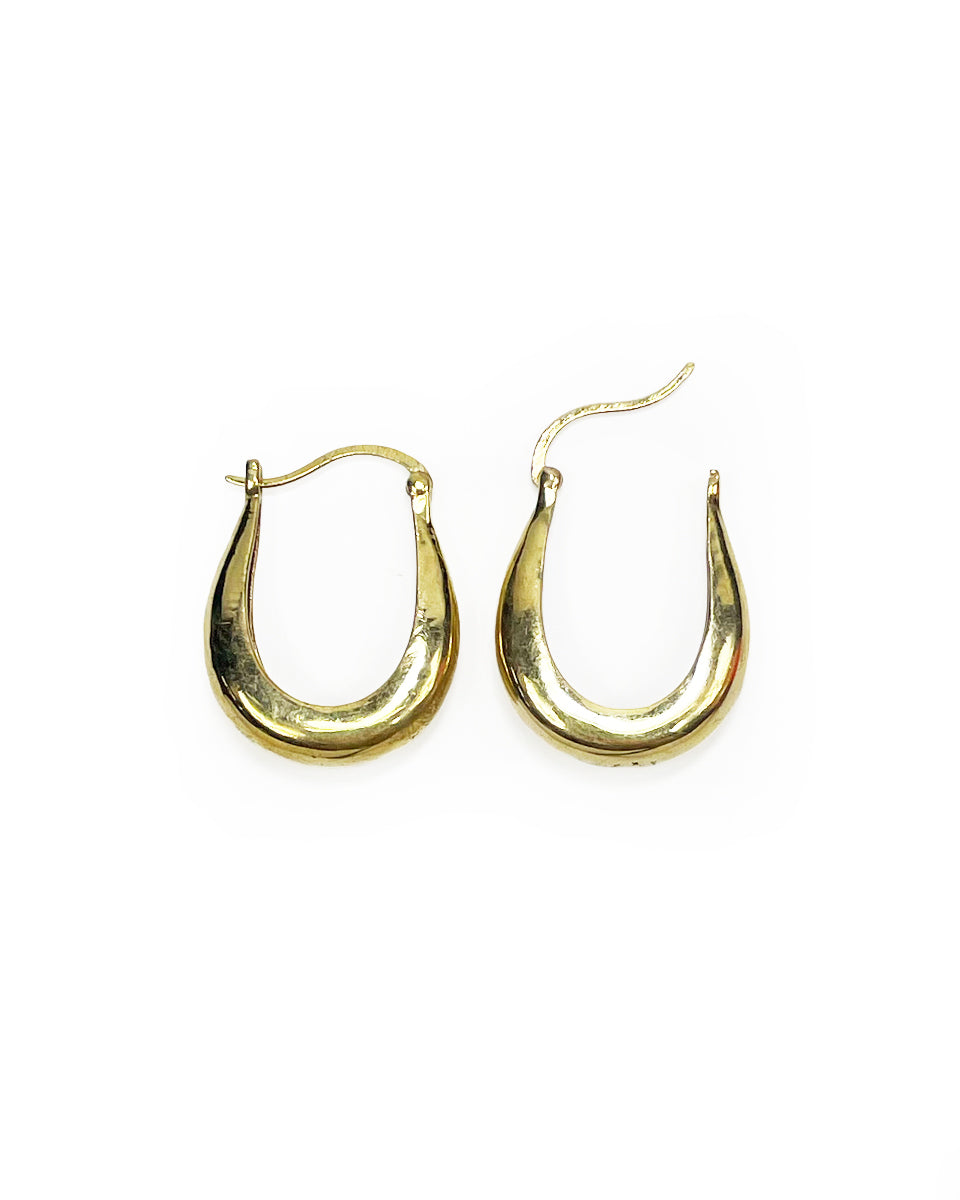 Long Carved Brass Hoop