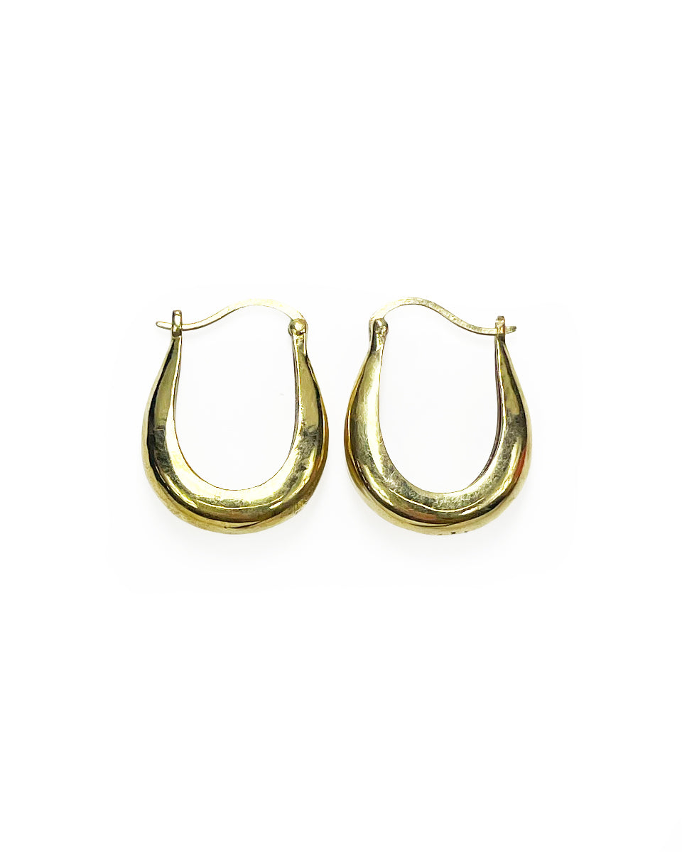 Long Carved Brass Hoop