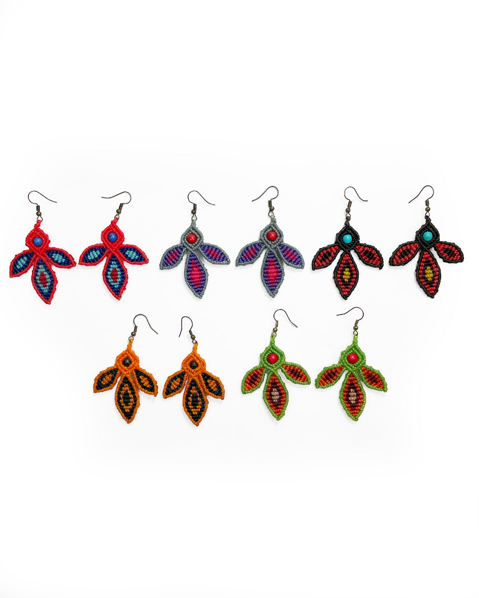 Triple Leaf Macrame Earring