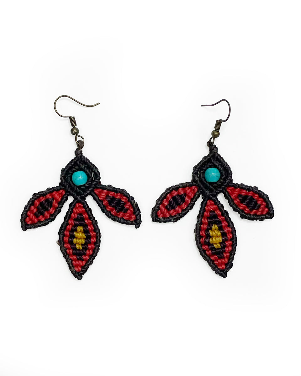 Triple Leaf Macrame Earring