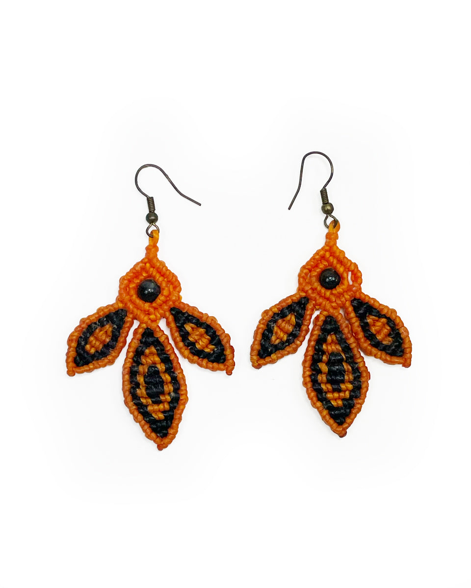 Triple Leaf Macrame Earring
