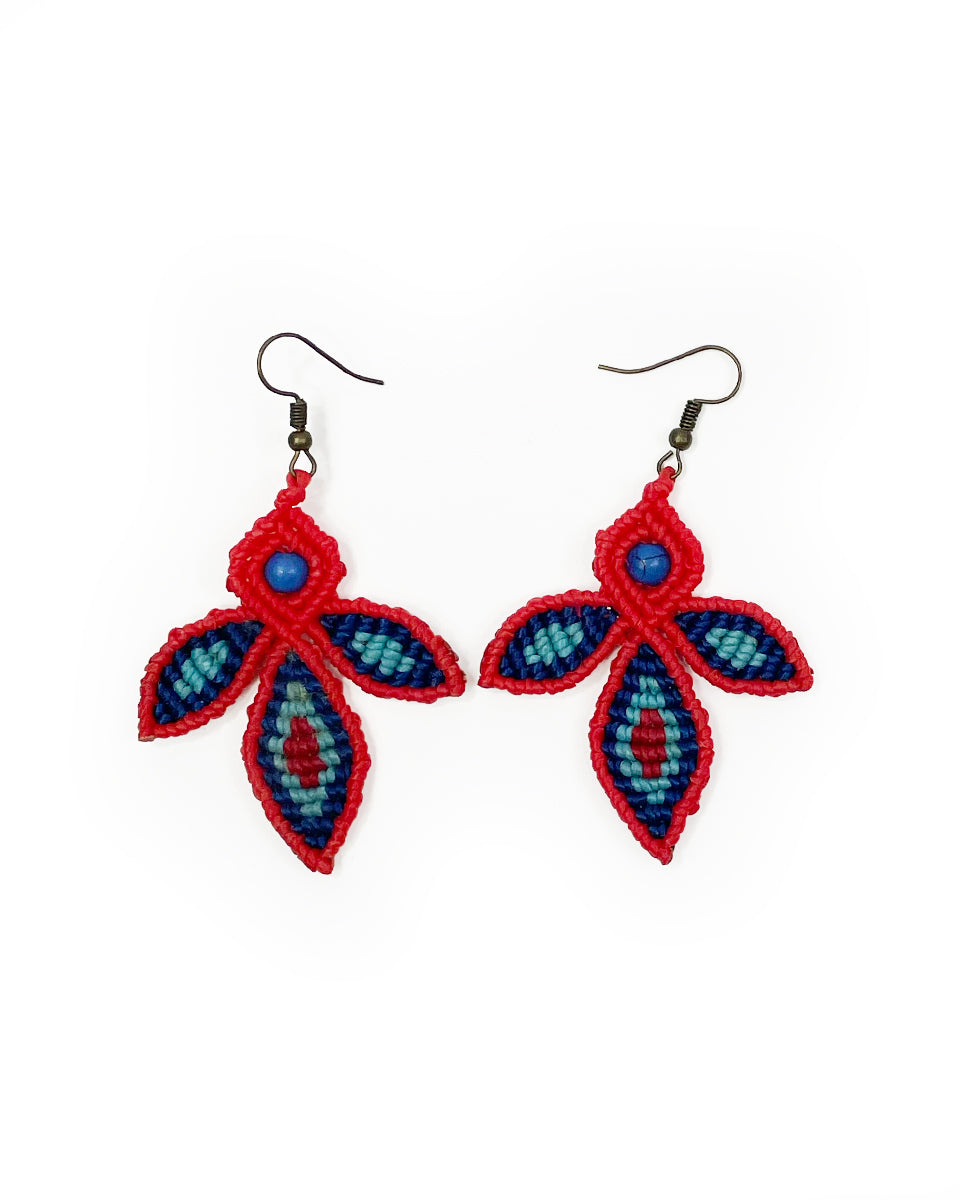Triple Leaf Macrame Earring