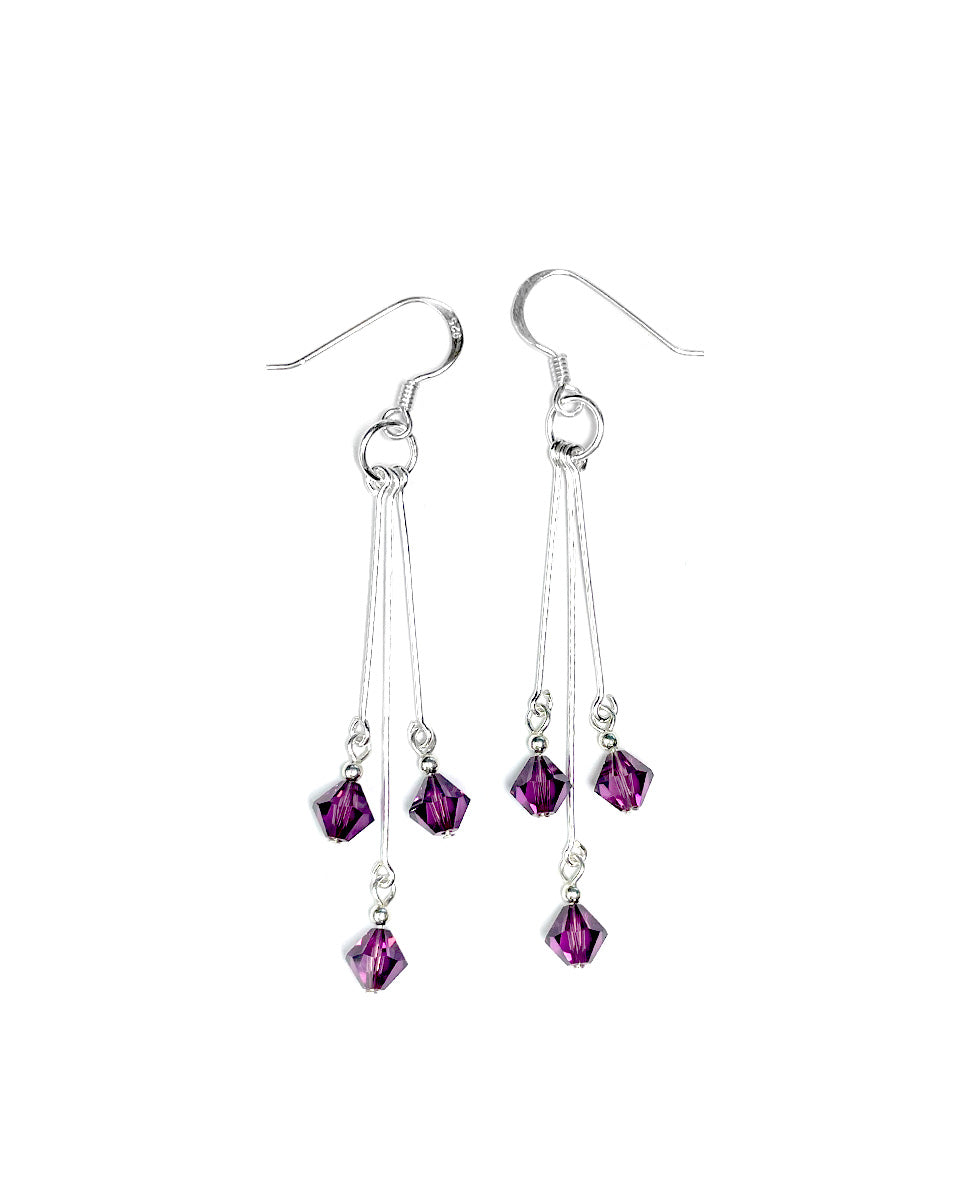 Earring with Hanging Crystal Beads