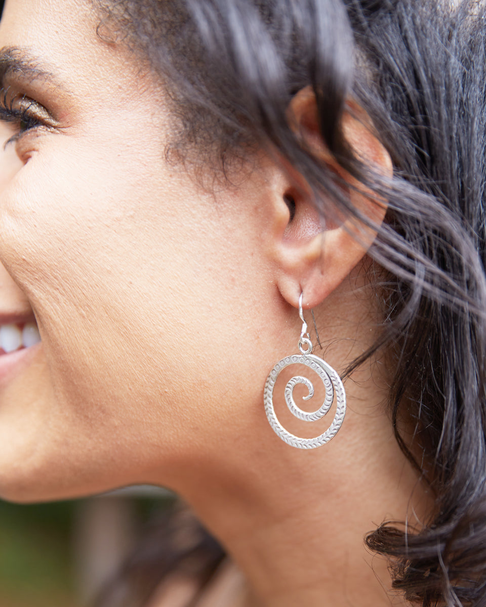 Hanging Open Spiral Tribal Earring
