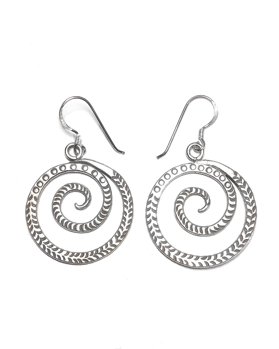 Hanging Open Spiral Tribal Earring