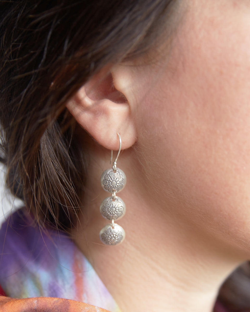 Floral Pebble Tribal Earrings