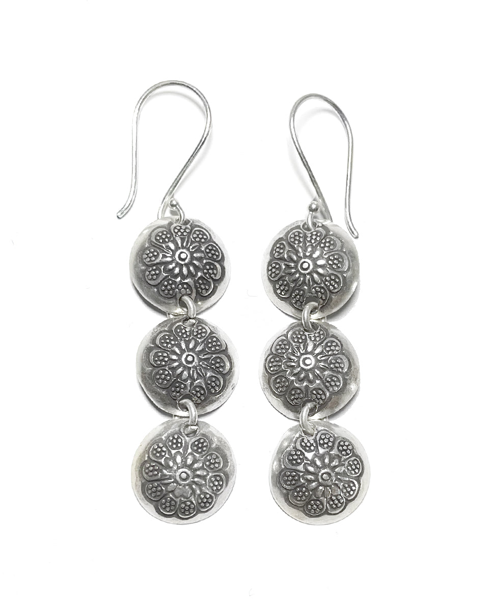 Floral Pebble Tribal Earrings