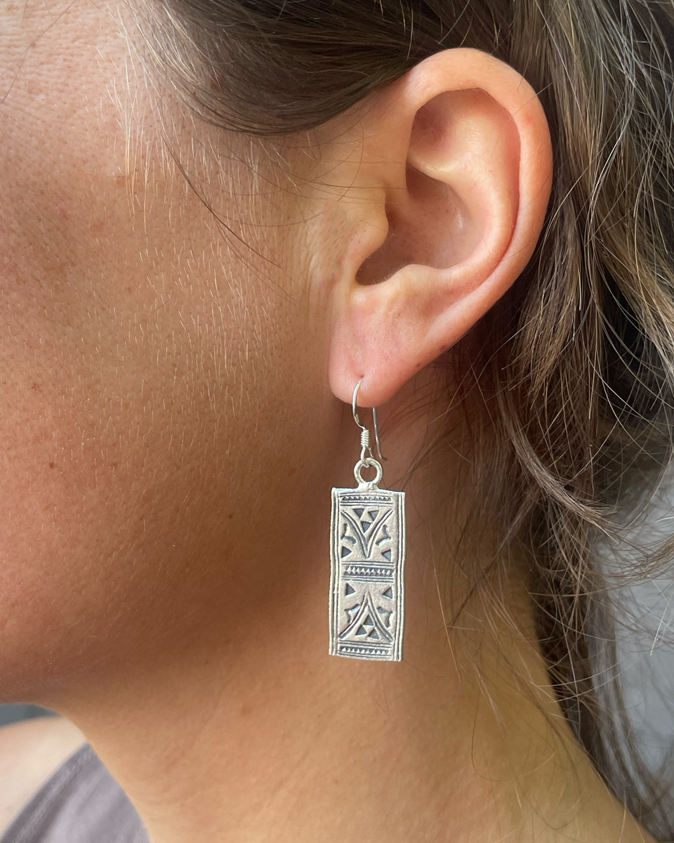 Stamped Spirit Bar Earrings