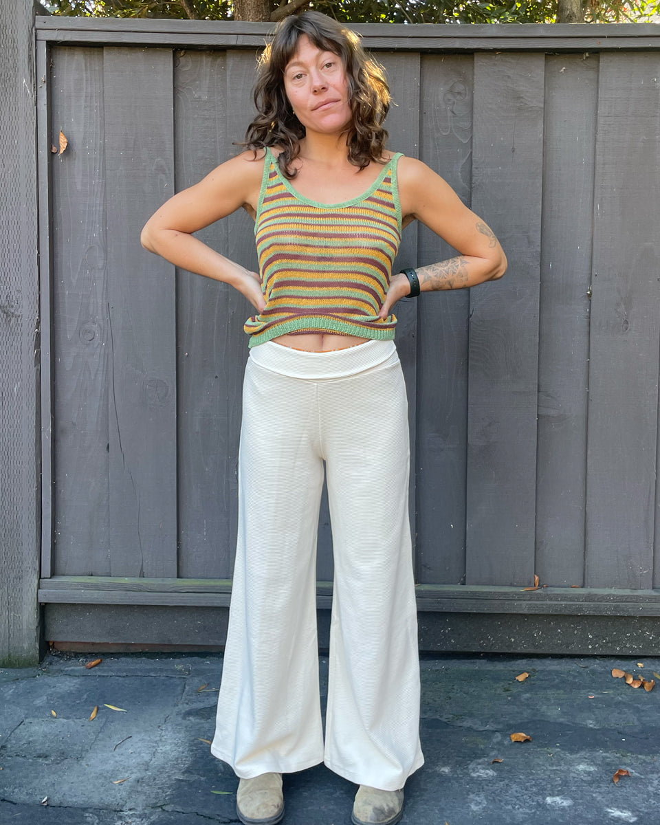Organic Ribbed Cotton Wide Leg Pants