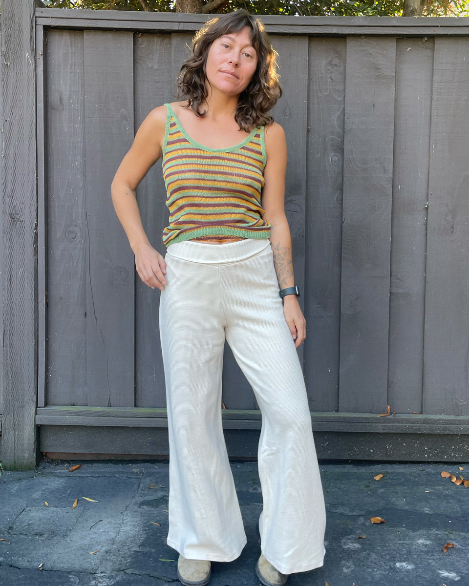 Organic Ribbed Cotton Wide Leg Pants