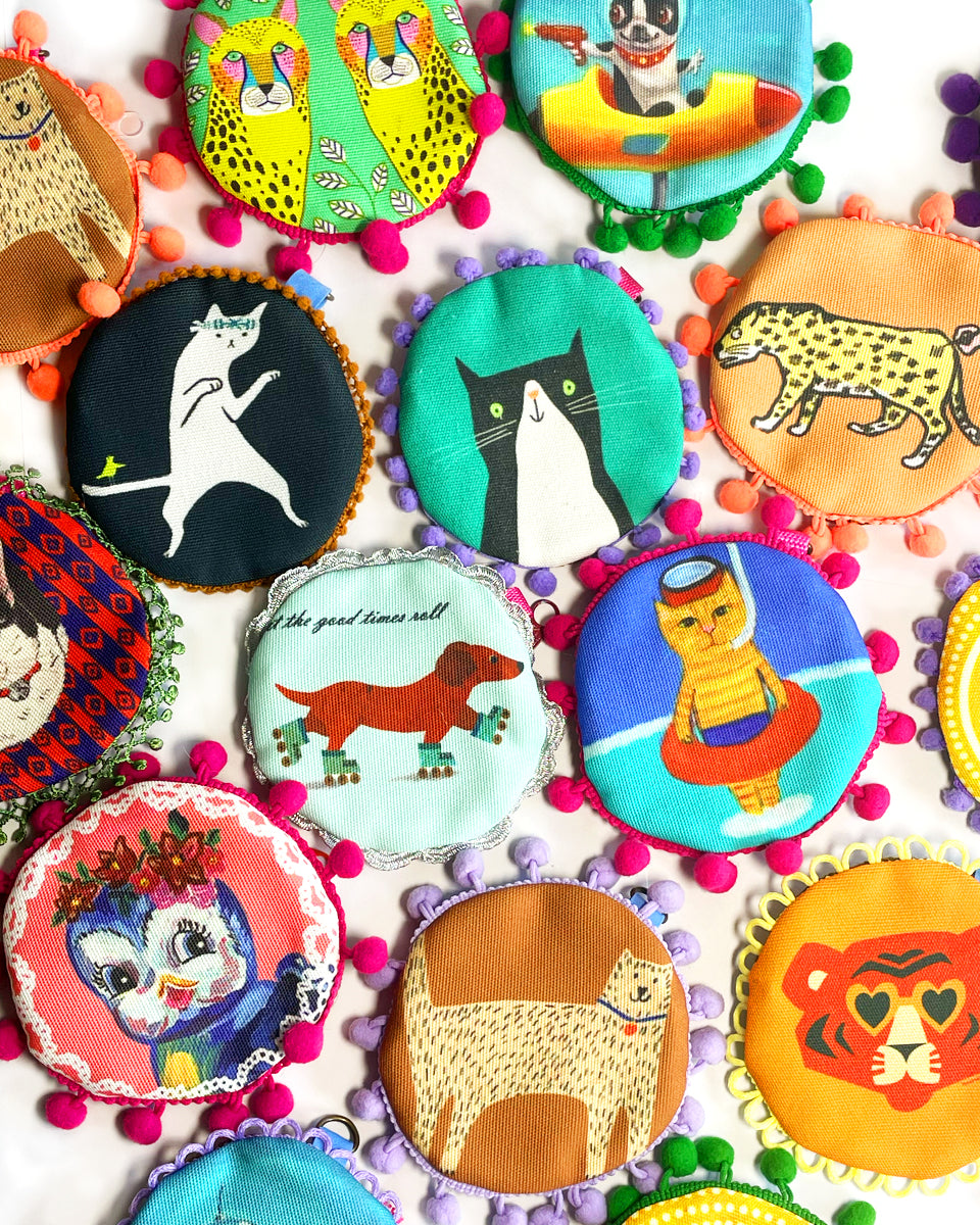 Funky Animal Pouch with Pompoms