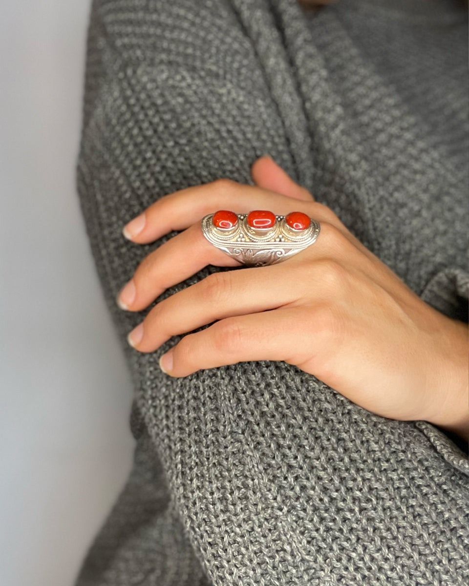 Large Triple Stone Jali Ring