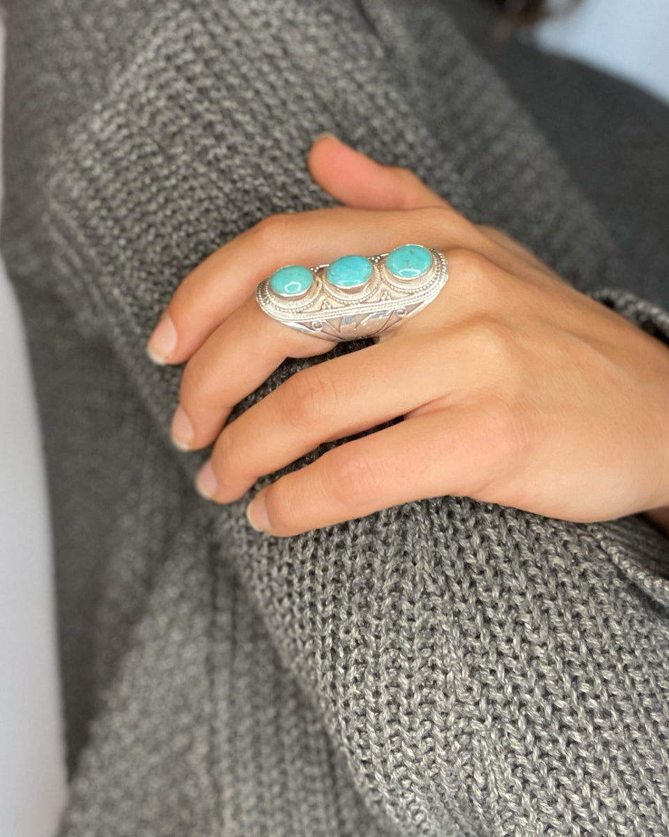 Large Triple Stone Jali Ring