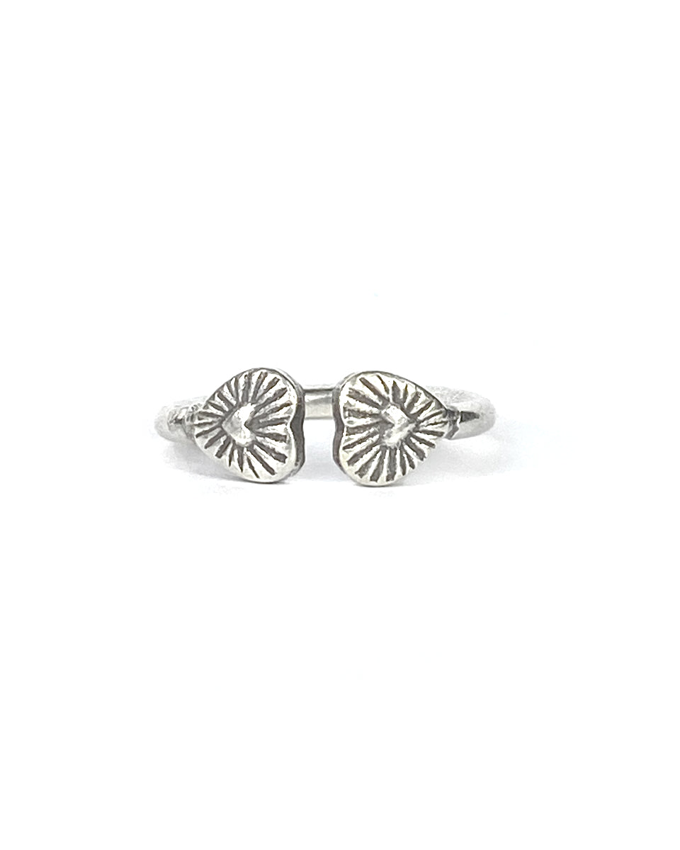 Double Heart Tribal Ring