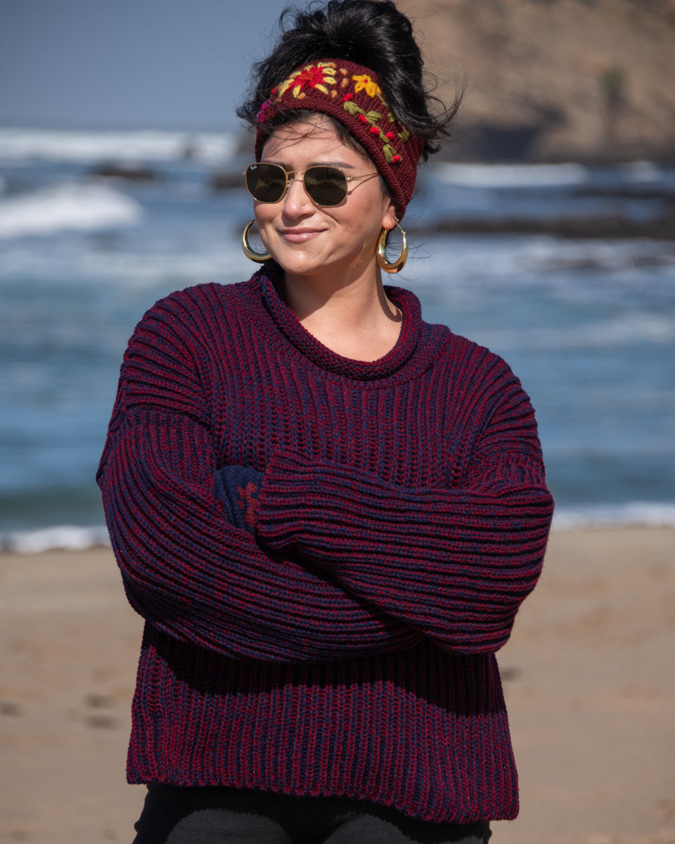 Roll Neck Two-Tone Sweater