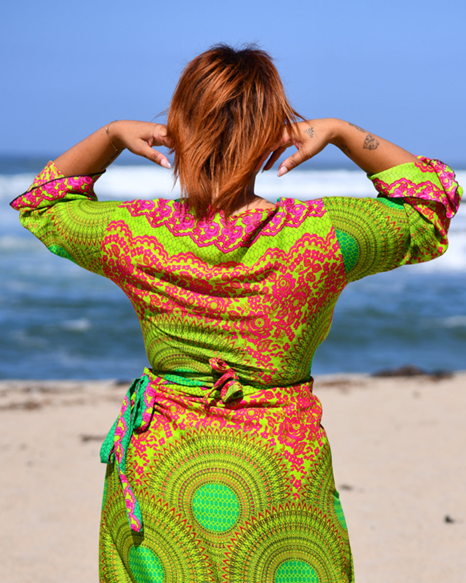 Vivid Floral Mandala Wrap Top