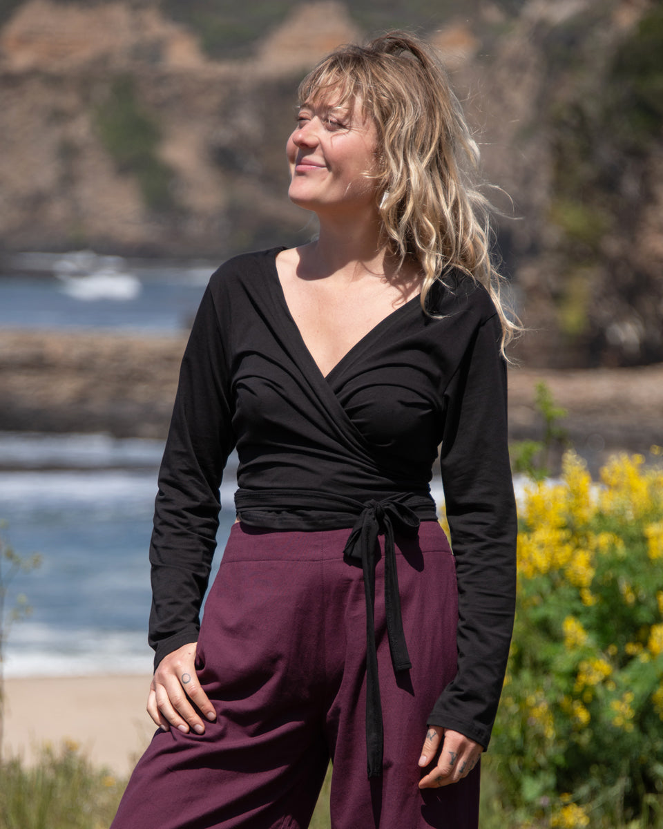 Organic Long Sleeve Wrap Top