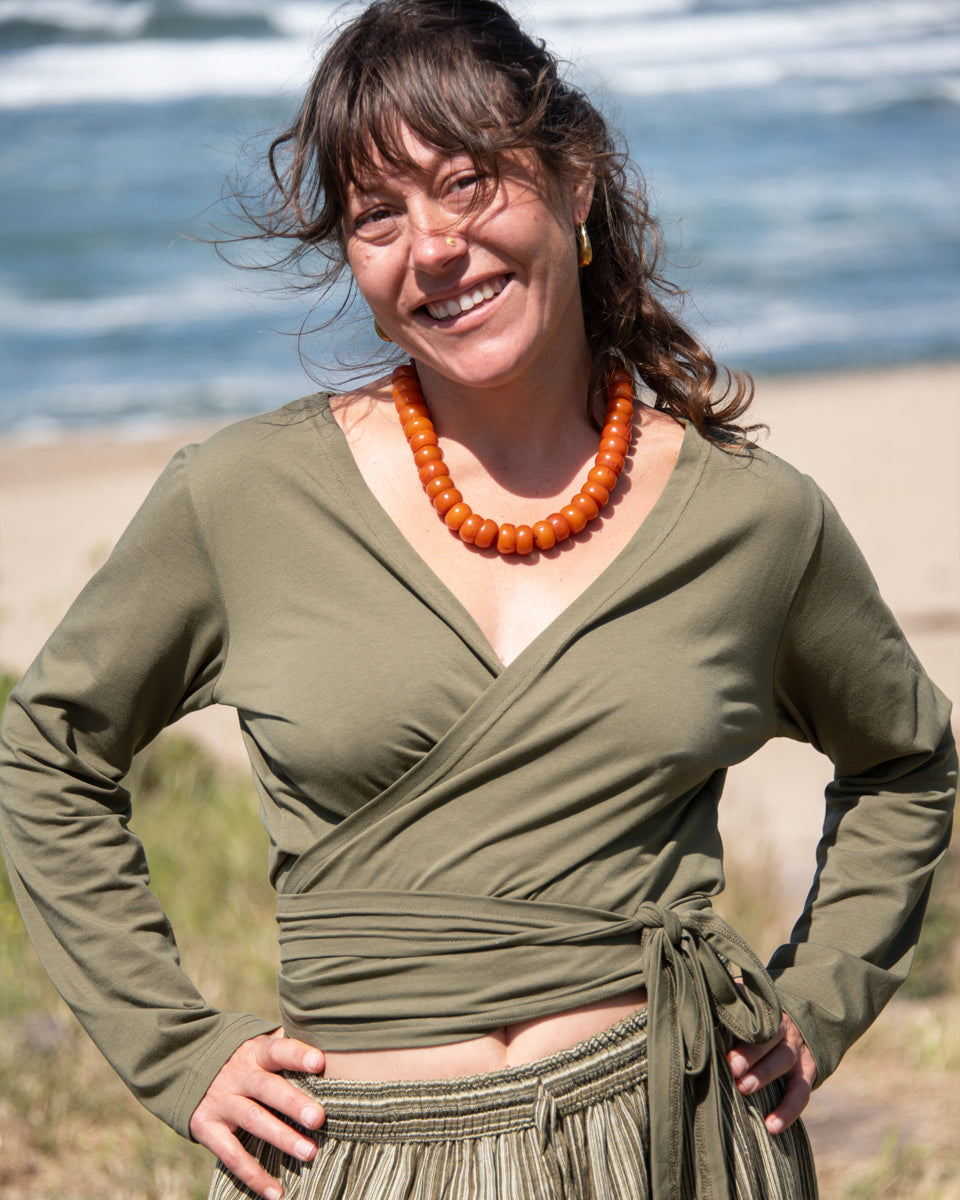 Organic Long Sleeve Wrap Top