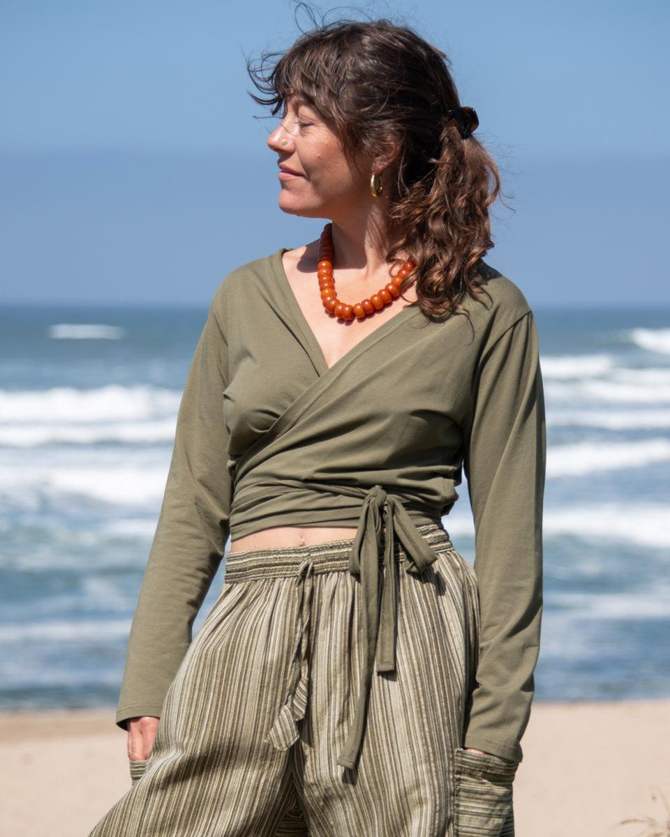 Organic Long Sleeve Wrap Top