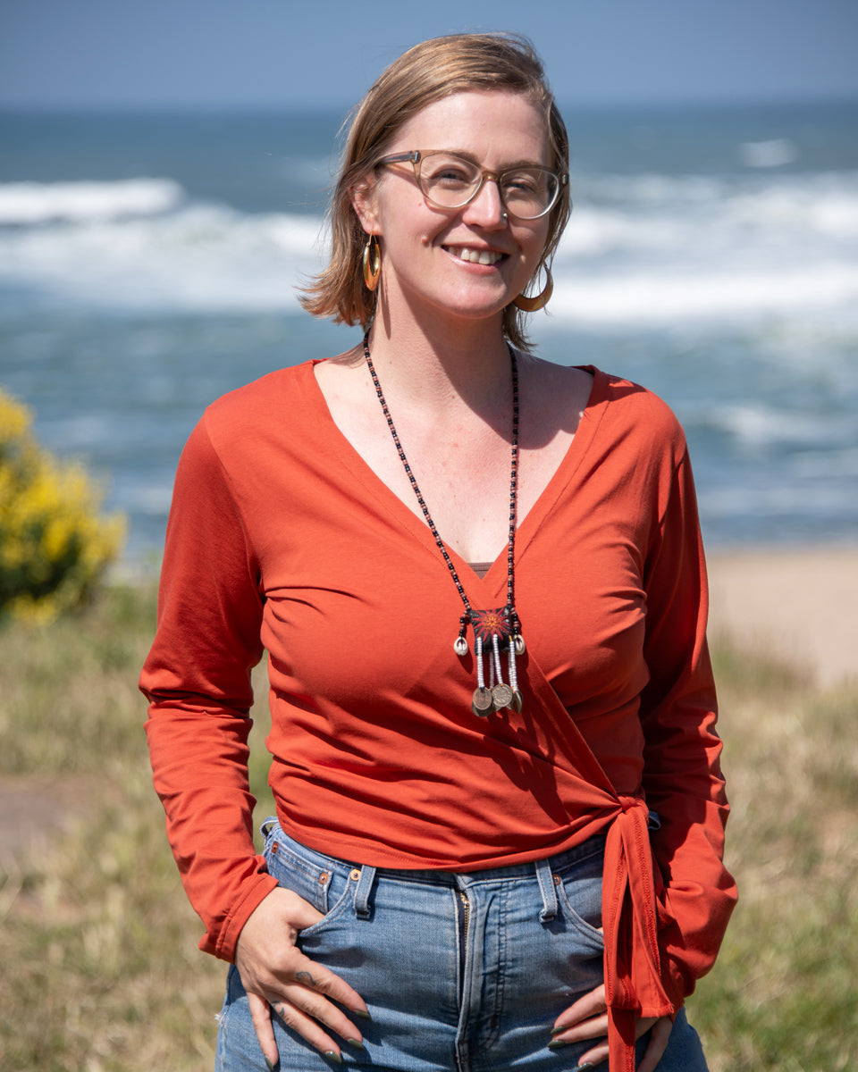 Organic Long Sleeve Wrap Top