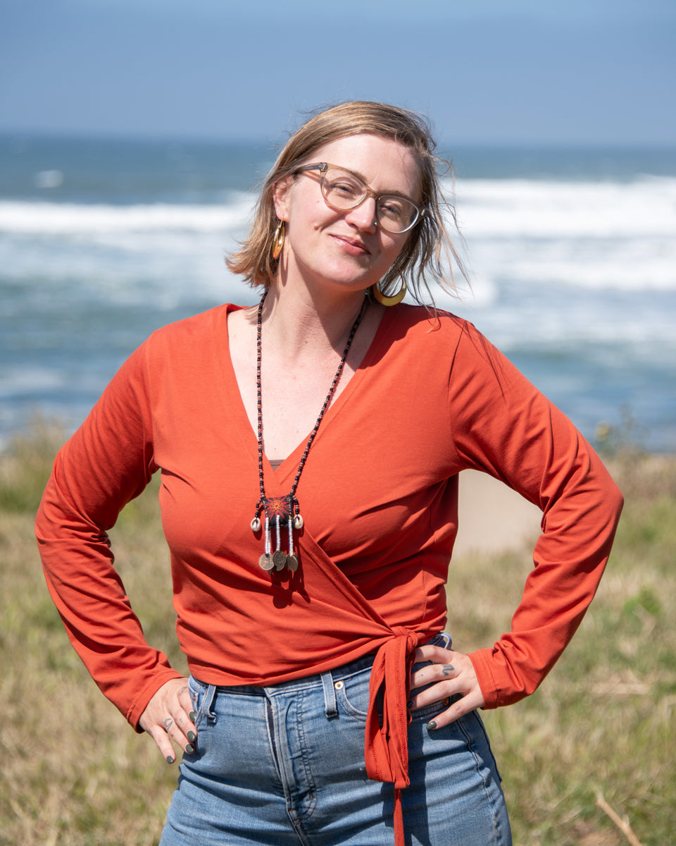 Organic Long Sleeve Wrap Top