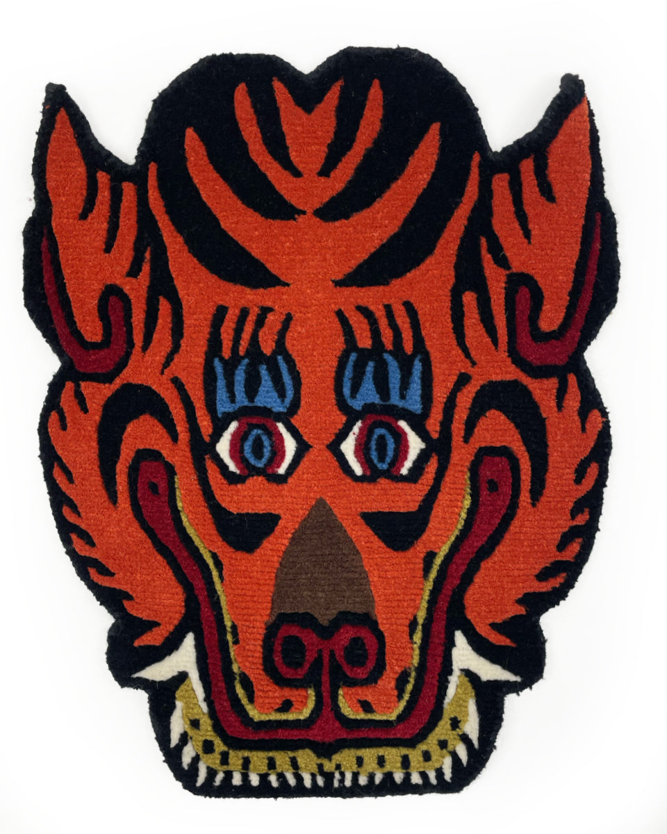 Large Red Tiger Face Rug