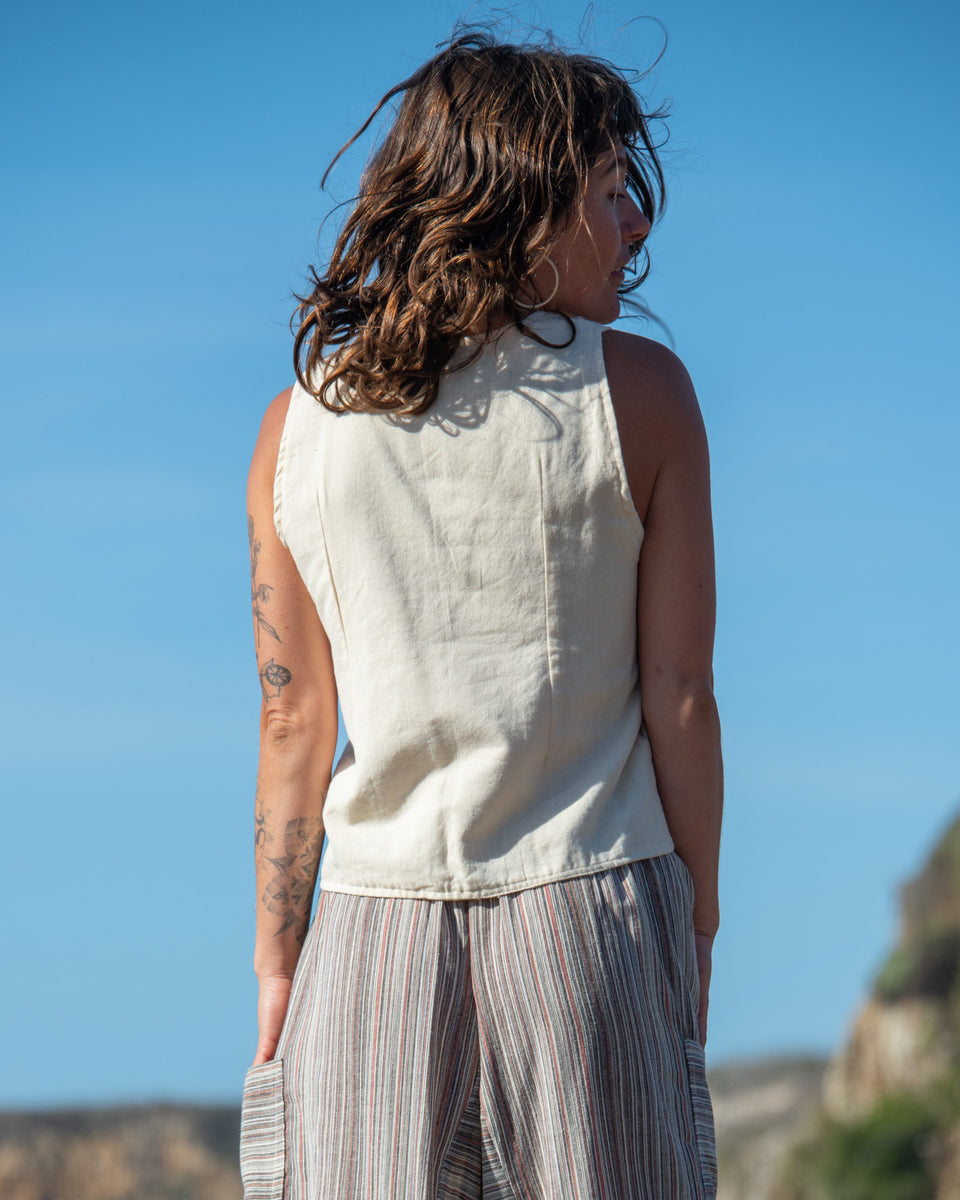 Button Down Kurta Vest Top