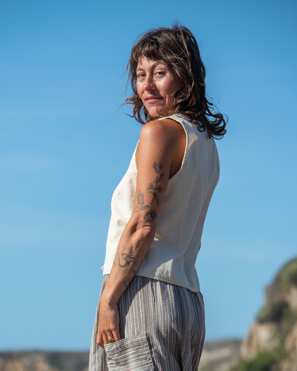 Button Down Kurta Vest Top
