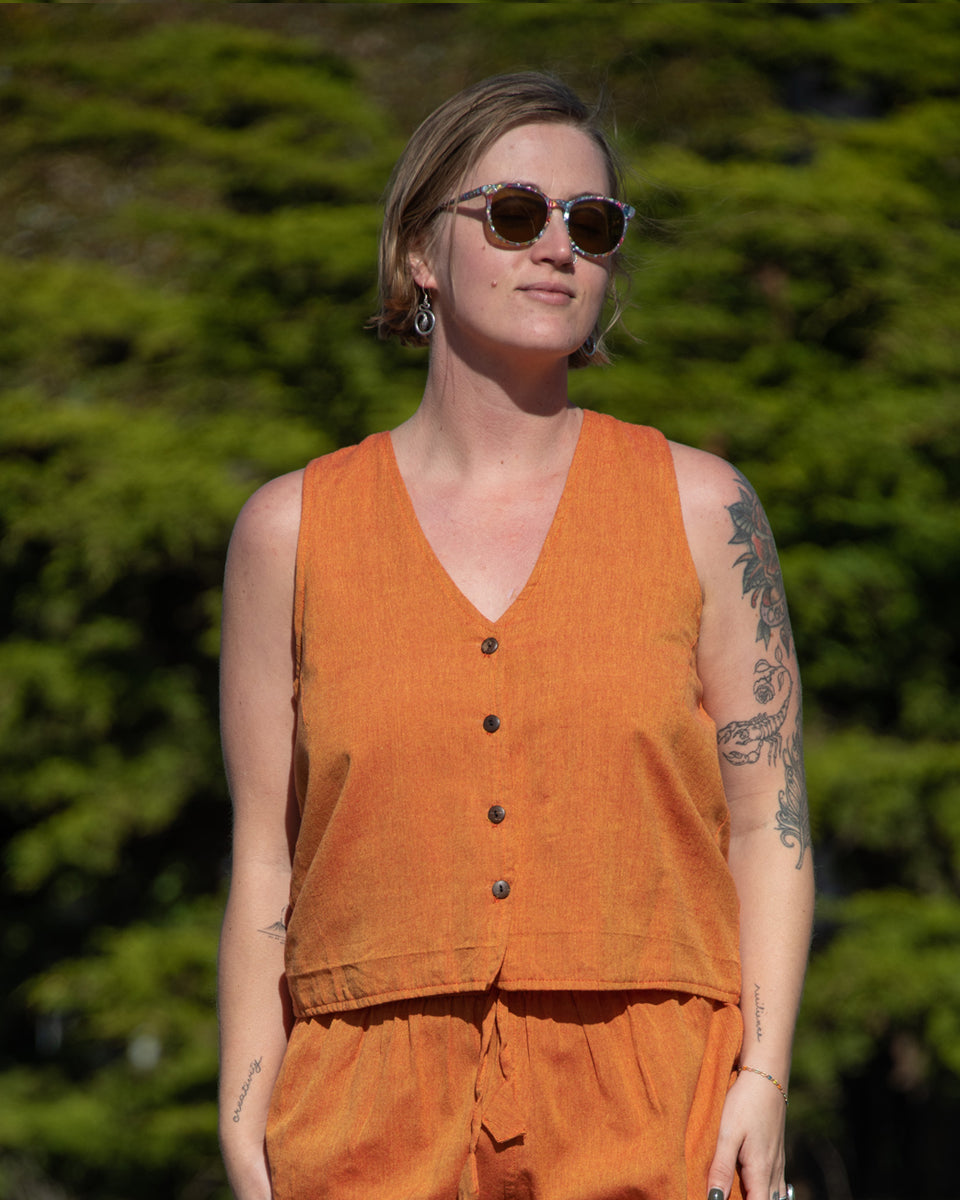Button Down Kurta Vest Top