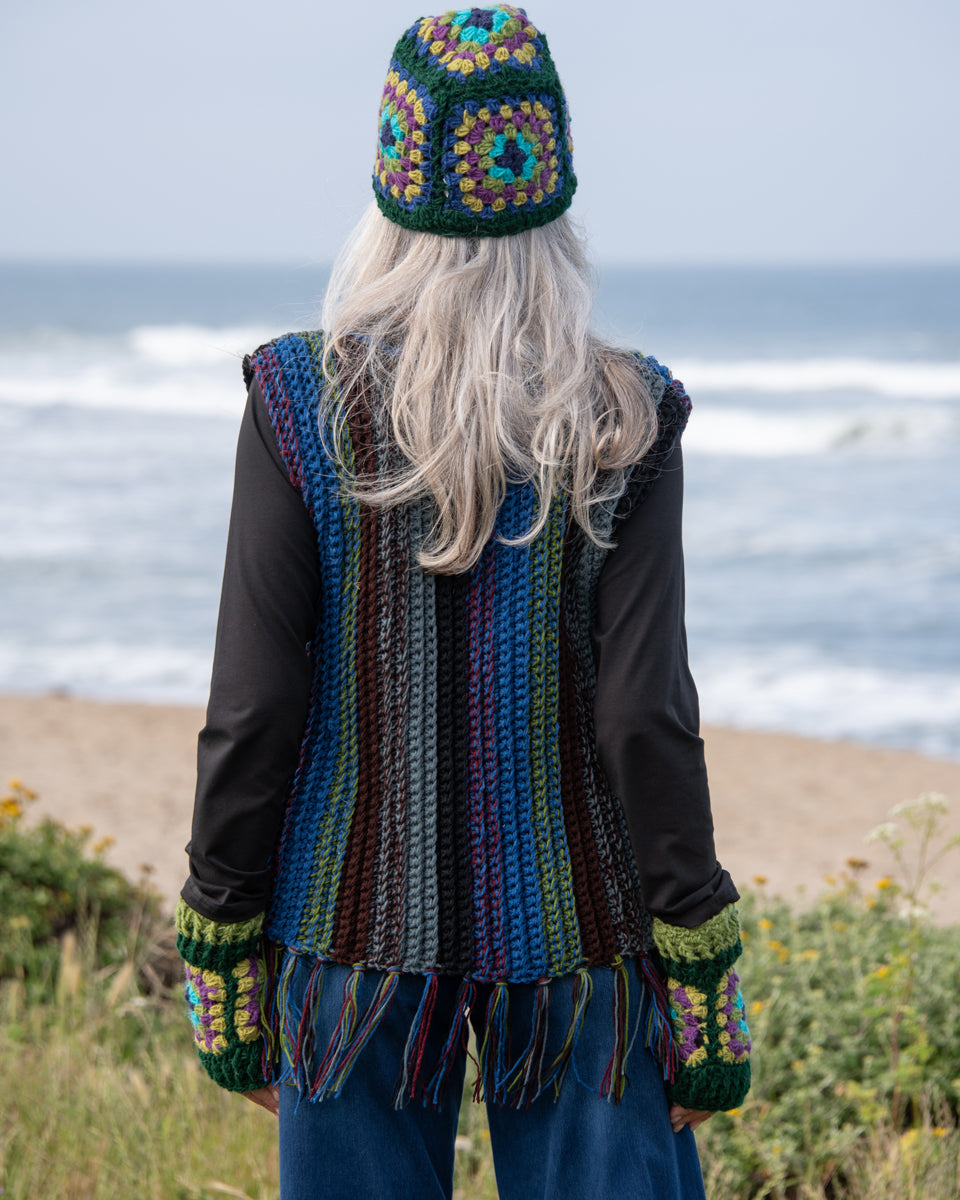 Striped Fringe Vest