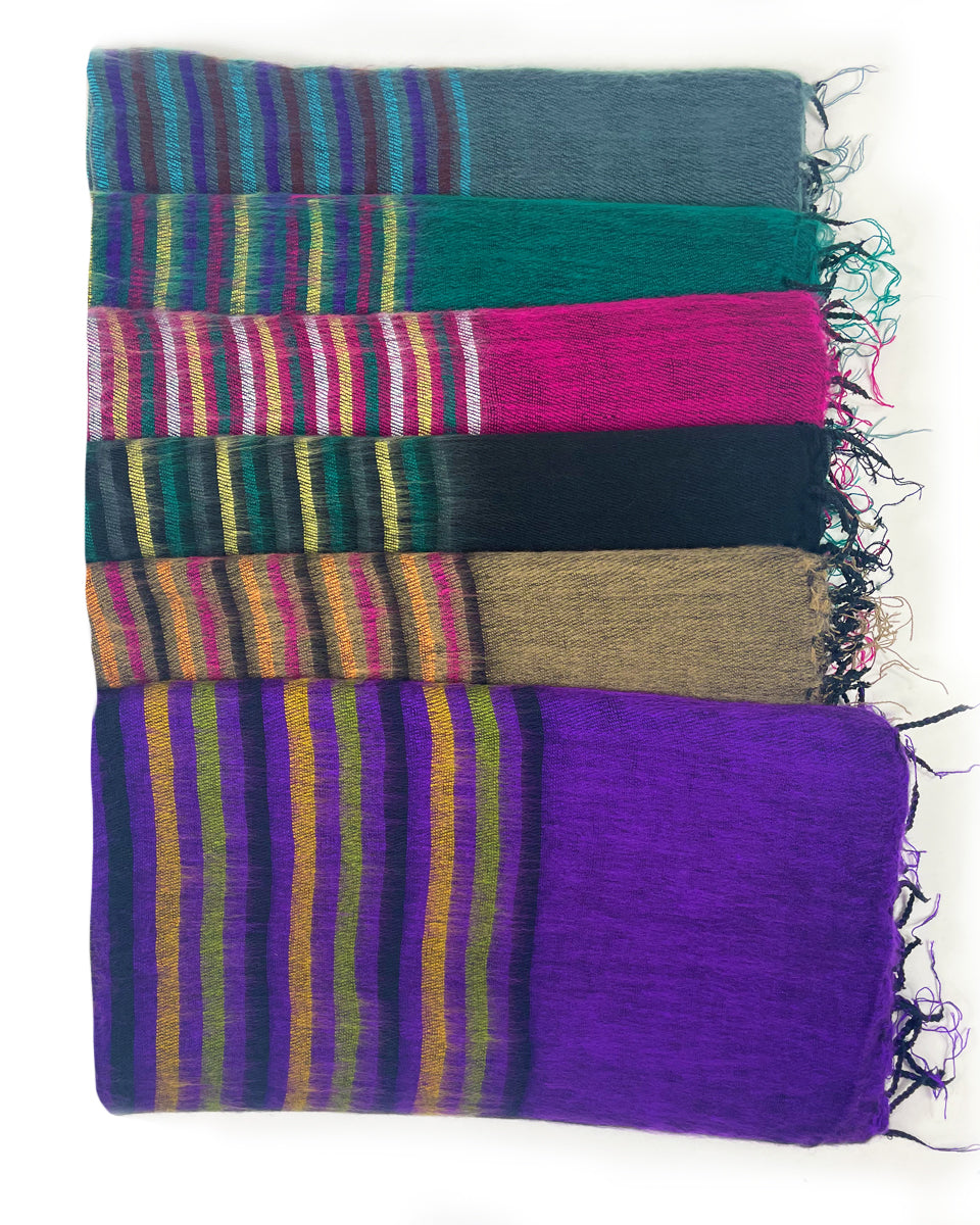 Multi Striped Brushed Woven Shawl