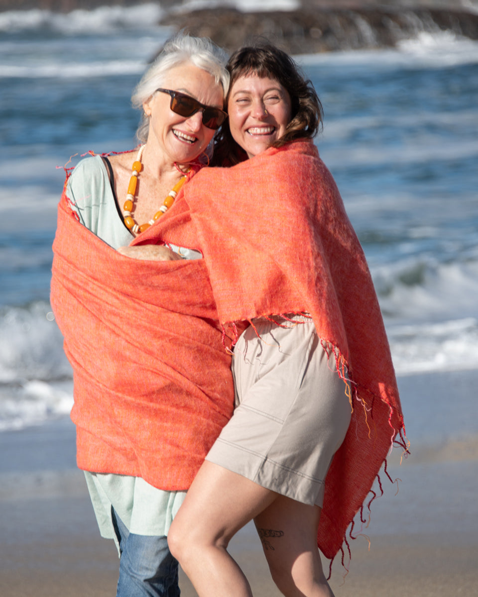 Brushed Woven Blanket in Mango