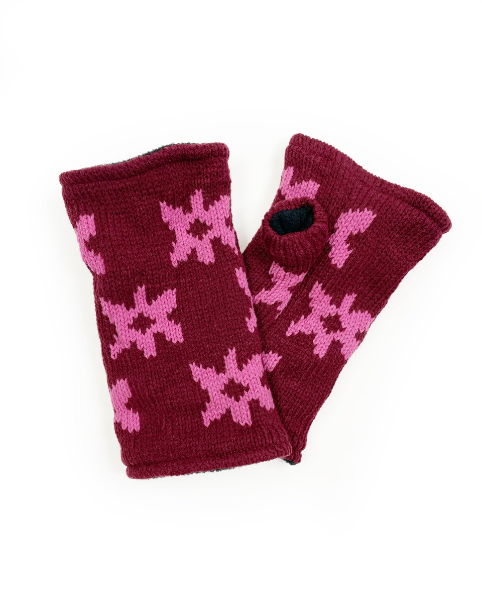 Retro Flower Fingerless Gloves