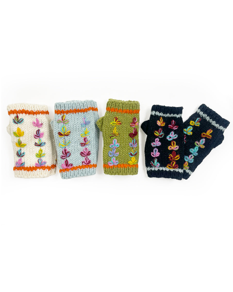 Multi-Color Flower Fingerless Gloves