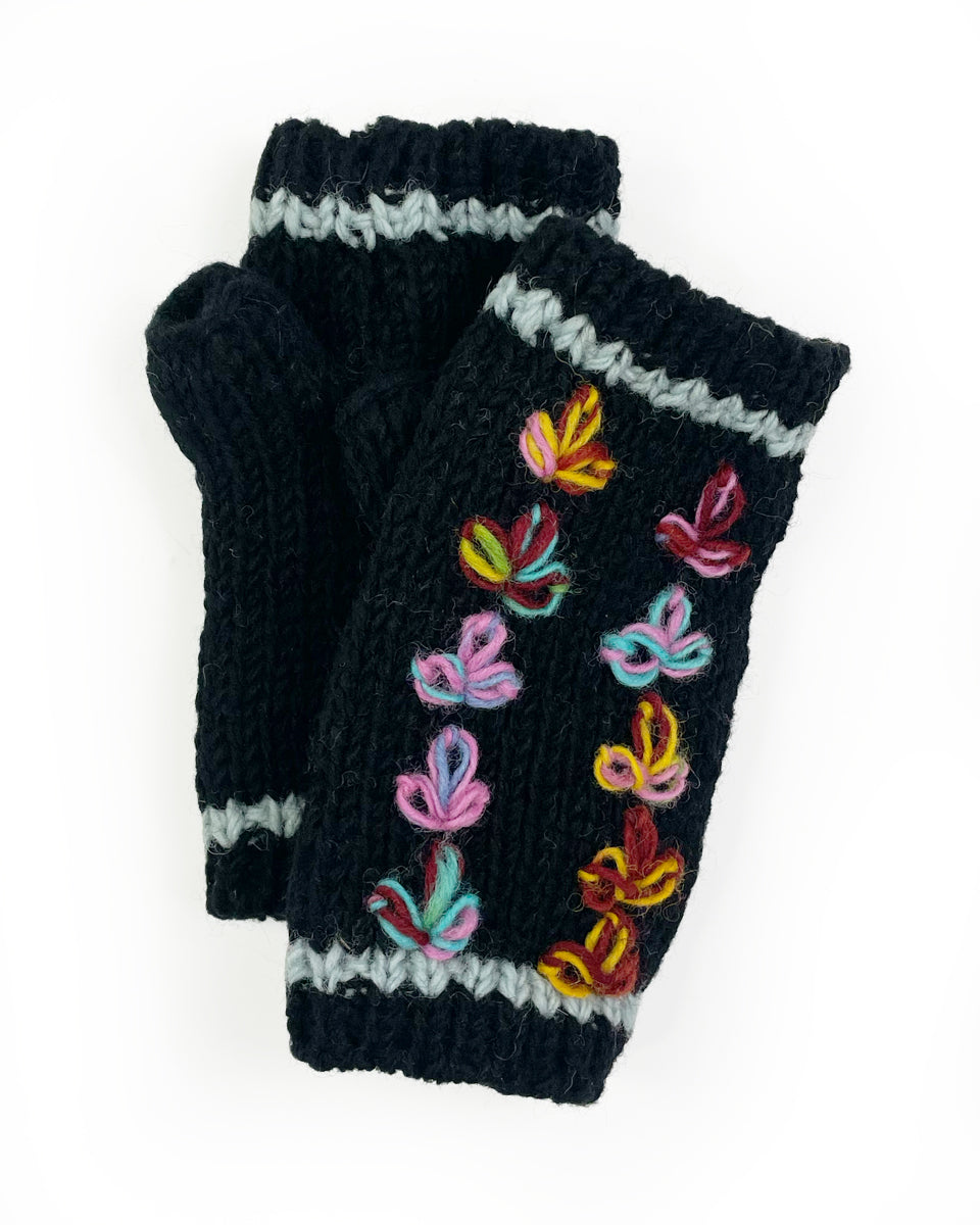 Multi-Color Flower Fingerless Gloves