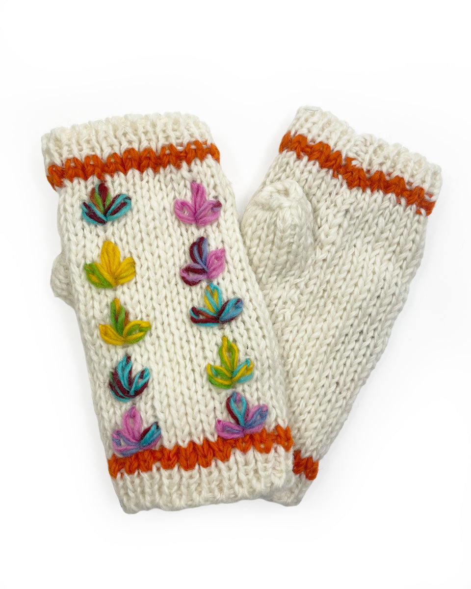 Multi-Color Flower Fingerless Gloves