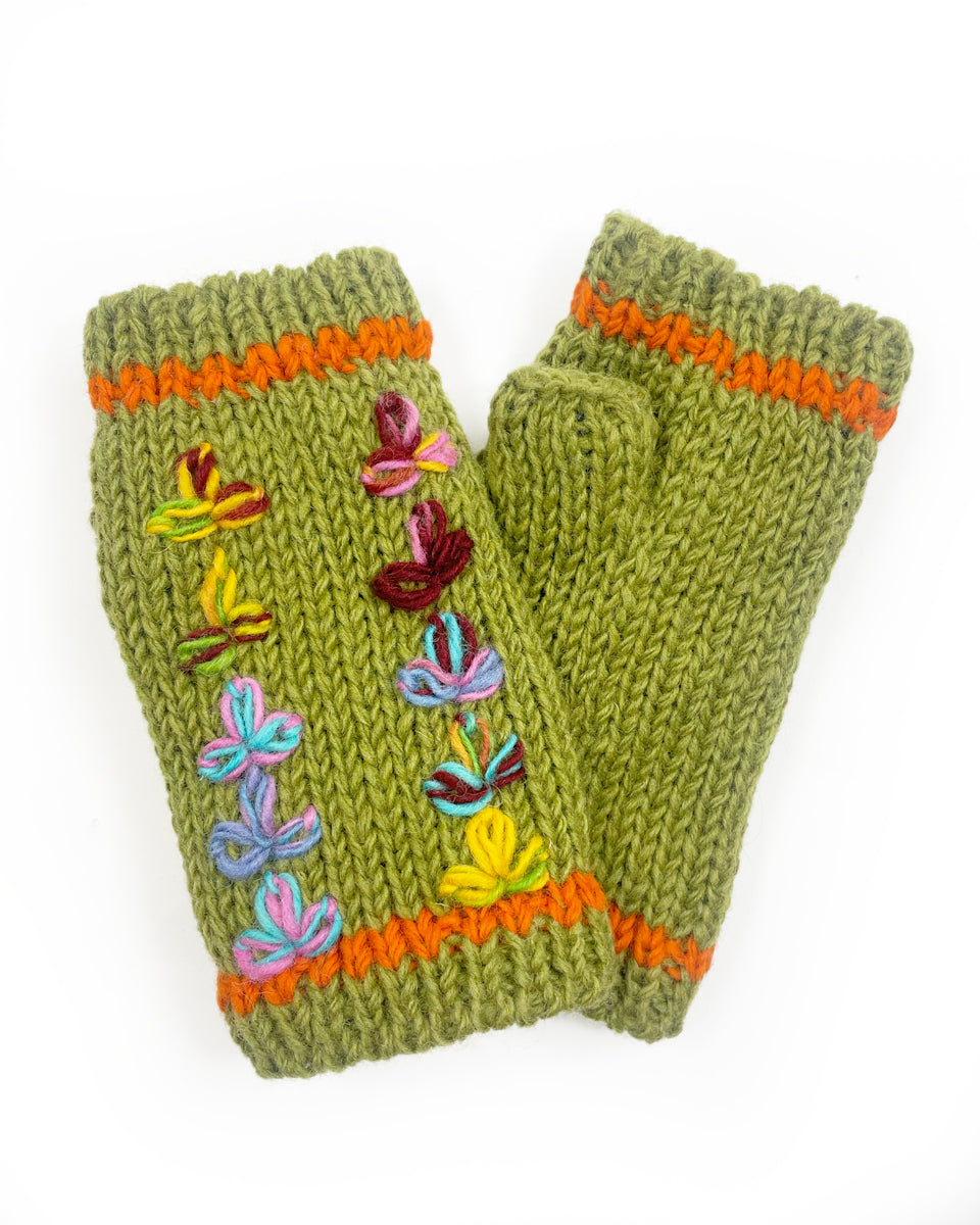 Multi-Color Flower Fingerless Gloves