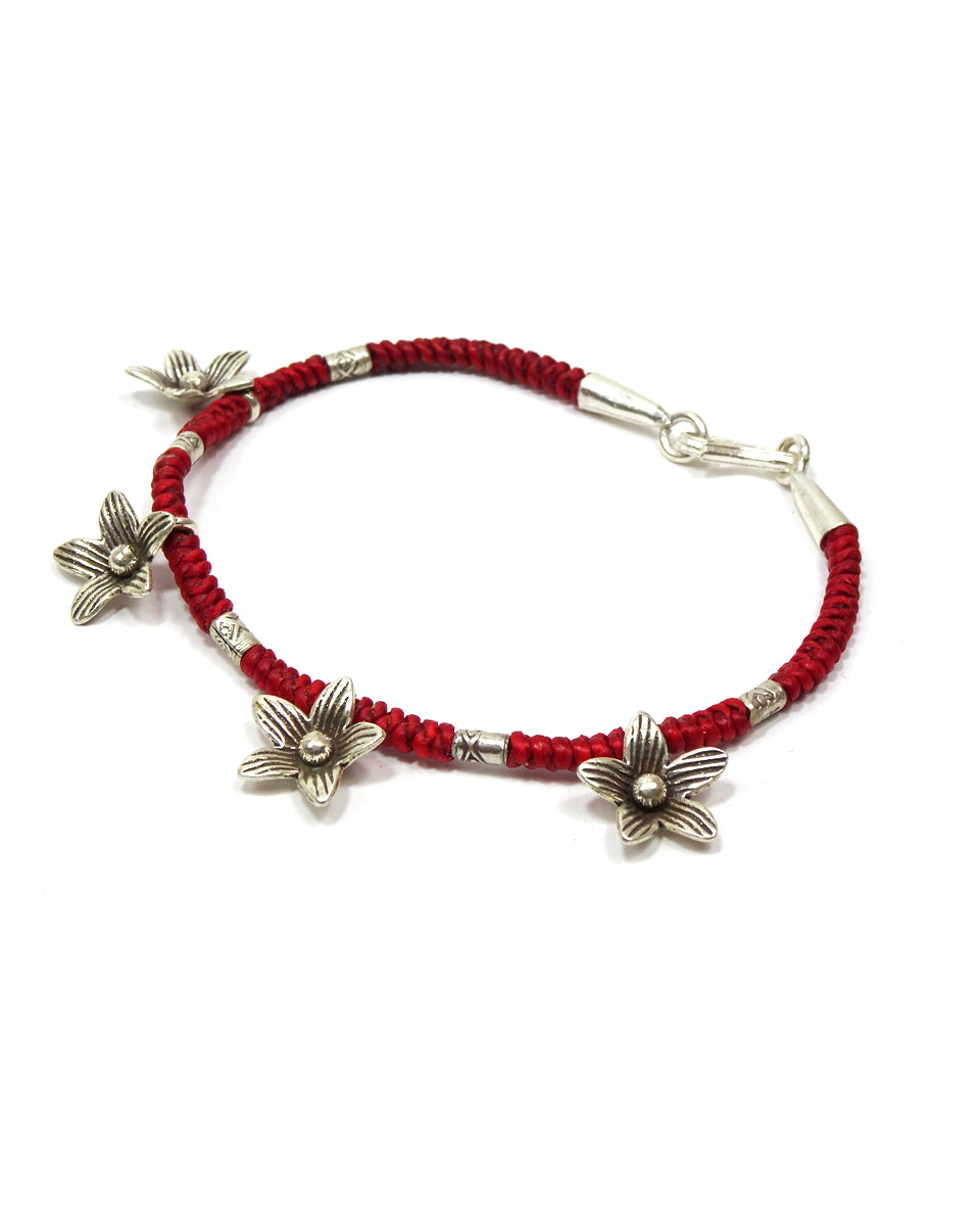 Waxed Cotton Flower Bracelet