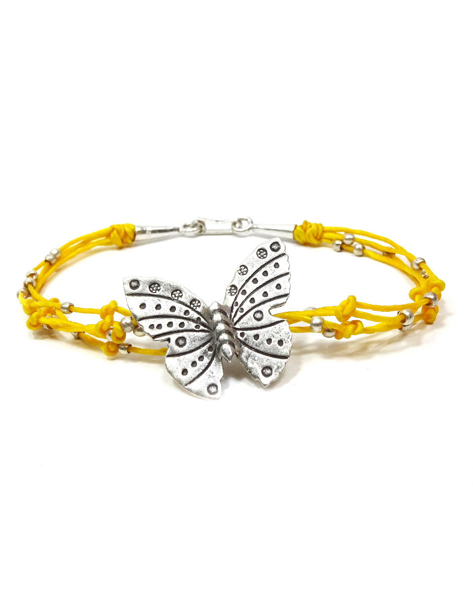 Waxed Cotton Butterfly Bracelet