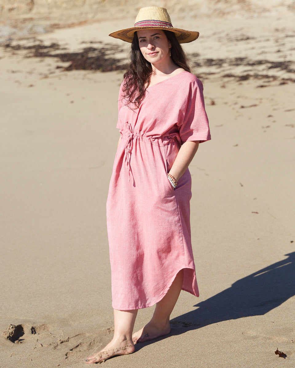 Cotton Drawstring Dress Red