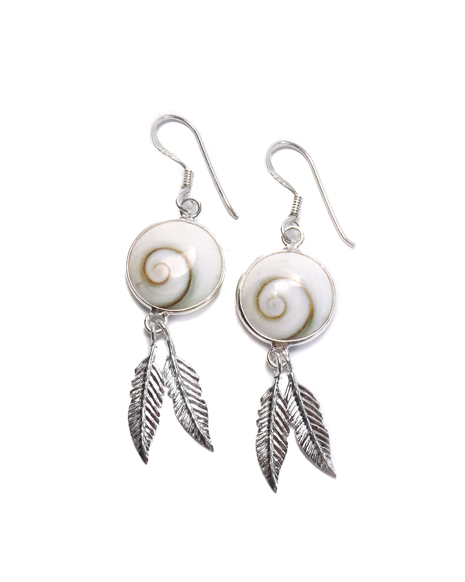 Shiva Shell Earring with Feathers