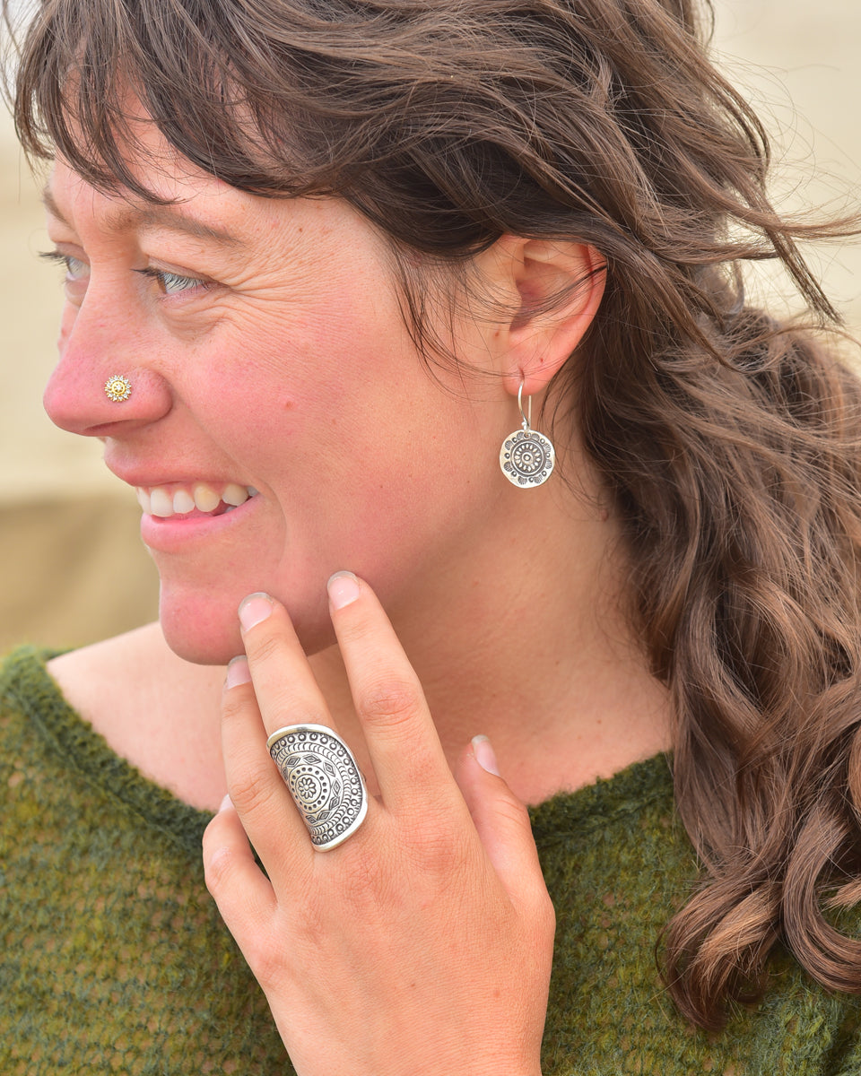 Coin Stamped Tribal Earrings